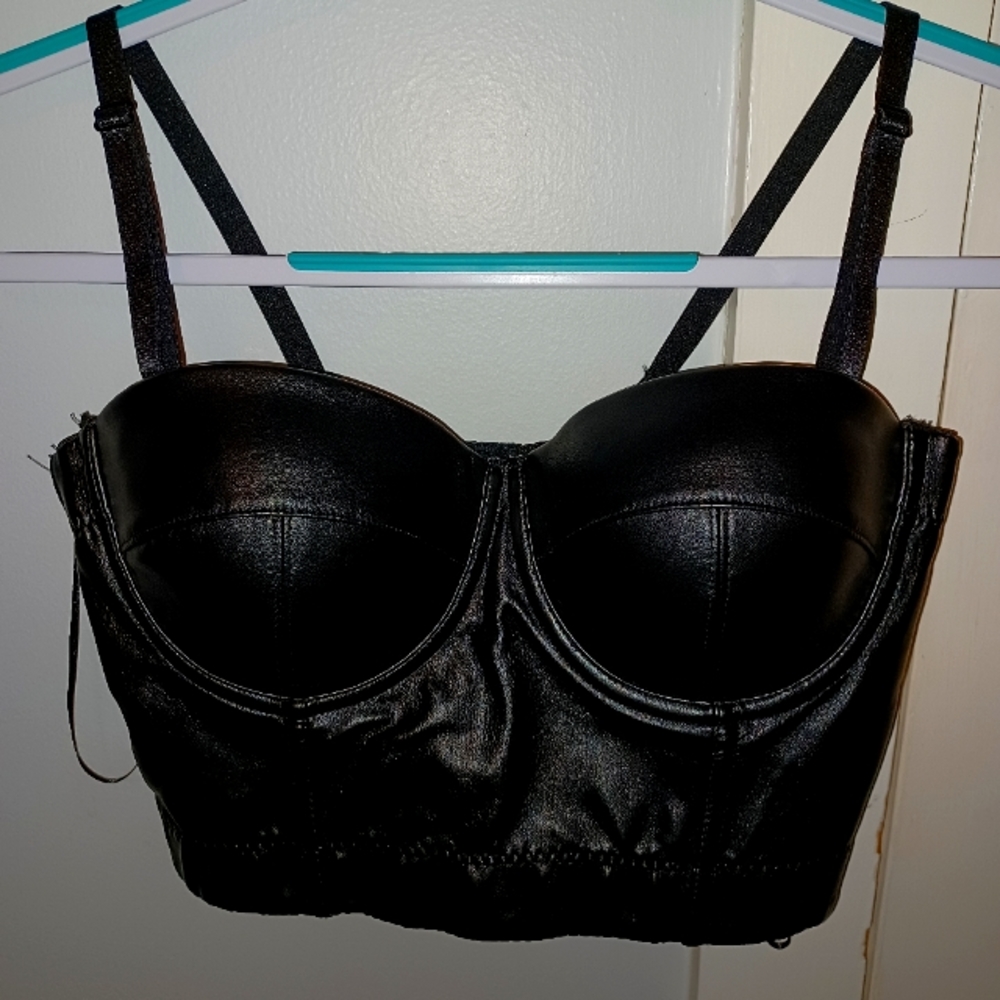 Women's Faux Leather Bustier Size 2XL